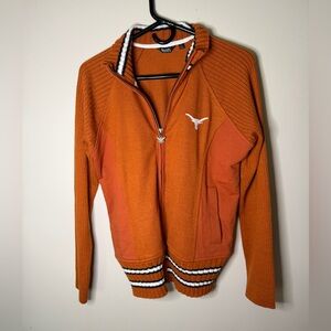 Texas longhorns women’s long sleeve full zip sweater size large orange & pockets